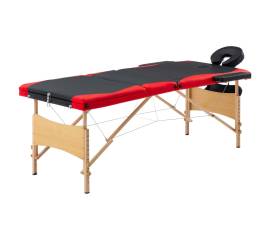 Masă de masaj pliabilă, 3 zone, negru și roșu, lemn