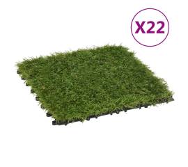 Plăci de iarbă artificială, 22 buc, verde, 30x30 cm
