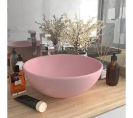 Chiuvetă baie lux, roz mat, 32,5x14 cm, ceramică, rotund
