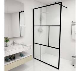 Paravan de duș walk-in, negru, 115x195 cm, sticlă securizată