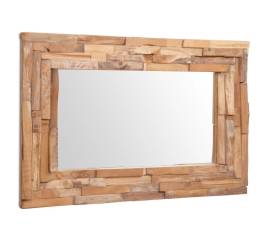Oglindă decorativă din lemn de tec, 90 x 60 cm, dreptunghiular