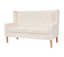 Canapea cu 2 locuri, material textil, alb crem