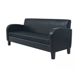 Canapea cu 3 locuri piele artificială negru
