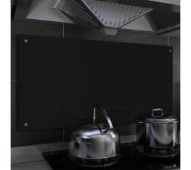 Panou antistropi bucătărie, negru, 100x50 cm, sticlă securizată