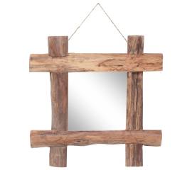 Oglindă cu ramă bușteni, natural, 50x50 cm, lemn masiv reciclat