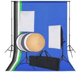 Kit studio foto: 5 fundaluri colorate și 2 softbox-uri