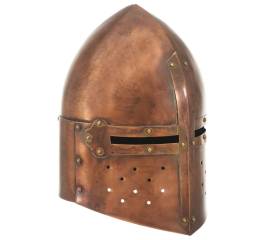 Coif cavaler medieval antichizat, jocuri roluri, arămiu, oțel