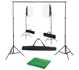 Kit studio foto cu lumini softbox și fundal