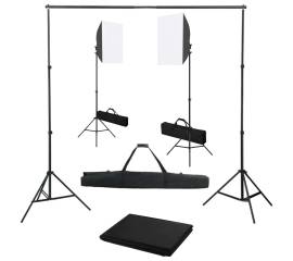 Kit studio foto cu lumini softbox și fundal