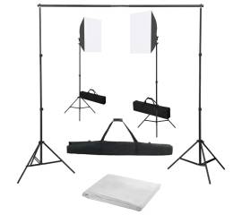 Kit studio foto cu lumini softbox și fundal