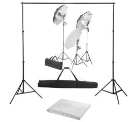 Kit studio foto cu set de lumini și fundal