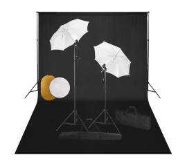 Set studio foto cu lămpi, umbrele, fundal și reflector