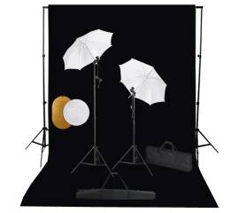 Set studio foto cu lămpi, umbrele, fundal și reflector