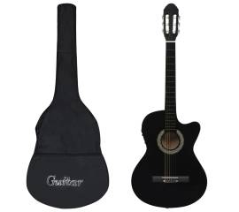 Set chitară acustică cu egalizator, 12 piese, 6 corzi, negru