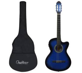 Set chitară acustică cu egalizator, 12 piese 6 corzi, albastru