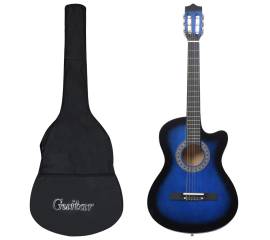 Set chitară acustică occidentală 12 piese 6 corzi albastru 38"