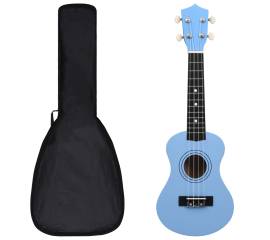 Set de ukulele soprano, pentru copii, cu husă, bleu, 21"