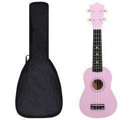 Set de ukulele soprano, pentru copii, cu husă, roz, 21"