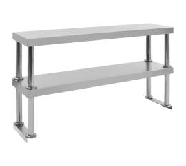 Raft masă de lucru cu 2 niveluri, 120x30x65 cm, oțel inoxidabil