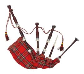 Great highland cimpoi scoțian din tartan royal steward, roșu
