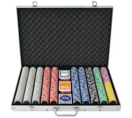 Set de poker cu 1000 de jetoane cu laser din aluminiu