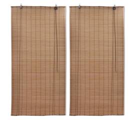 Jaluzele din bambus tip rulou, 2 buc., maro, 80x160 cm