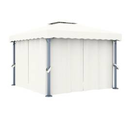 Pavilion cu perdea, alb crem, 3 x 3 m, aluminiu