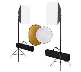 Set studio foto cu lumini softbox și reflector