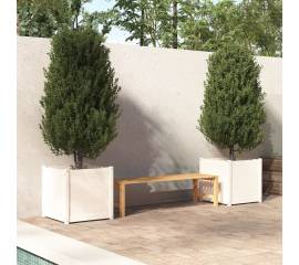 Jardiniere de grădină 2 buc. alb 60x60x60 cm lemn masiv pin