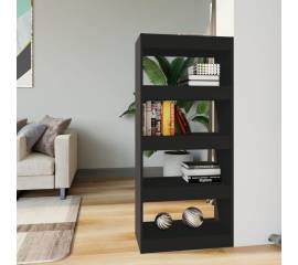 Bibliotecă/separator, negru, 60x30x135 cm, lemn prelucrat