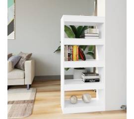 Bibliotecă/separator cameră, alb, 60x30x135 cm, lemn prelucrat