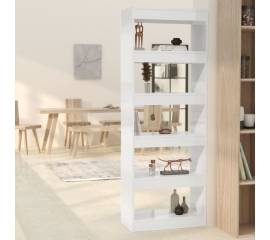 Bibliotecă/separator cameră alb extralucios, 60x30x166 cm pal