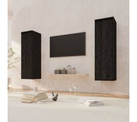 Dulapuri de perete, 2 buc., negru, 30x30x100 cm, lemn masiv pin