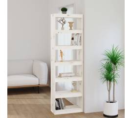 Bibliotecă/separator cameră alb 60x30x199,5 cm lemn masiv pin