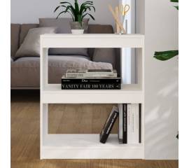 Bibliotecă/separator cameră,alb,60x30x71,5 cm,lemn masiv de pin