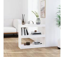 Bibliotecă/separator cameră alb 80x30x71,5 cm lemn masiv de pin