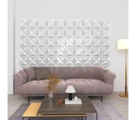 Panouri de perete 3d, 12 buc, alb origami, 50x50 cm