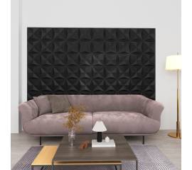 Panouri de perete 3d, 12 buc, negru origami, 50x50 cm