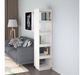 Bibliotecă/separator cameră alb 40x35x167 cm lemn masiv de pin