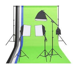 Kit de iluminat pentru studio foto cu fundaluri și reflector