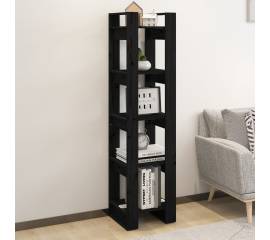 Bibliotecă/separator cameră negru 41x35x160 cm lemn masiv pin