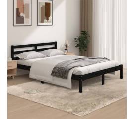 Cadru de pat dublu 4ft6, negru, 135x190 cm, lemn masiv de pin