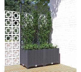 Jardinieră de grădină cu spalier,gri închis, 80x40x136 cm, pp