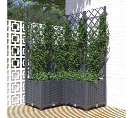 Jardinieră de grădină cu spalier,gri închis, 80x80x136 cm, pp