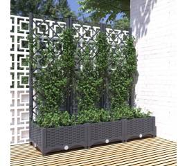 Jardinieră de grădină cu spalier,gri închis,120x40x121,5 cm, pp