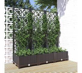 Jardinieră de grădină cu spalier negru, 120x40x121,5 cm, pp