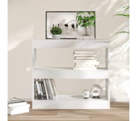 Bibliotecă/separator cameră, alb extralucios, 80x30x96 cm, pal