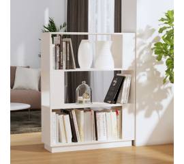 Bibliotecă/separator cameră, alb, 80x25x101 cm, lemn masiv pin