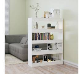 Bibliotecă/separator cameră, alb extralucios, 100x30x135 cm