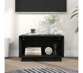 Comodă tv, negru, 60x35x35 cm, lemn masiv de pin